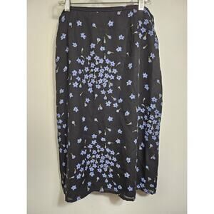 Emma James ~ Skirt Women's Sz 10 Black & Blue Floral A Line Flare Liz Claiborne